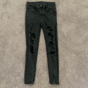 American Eagle black ripped jeggings